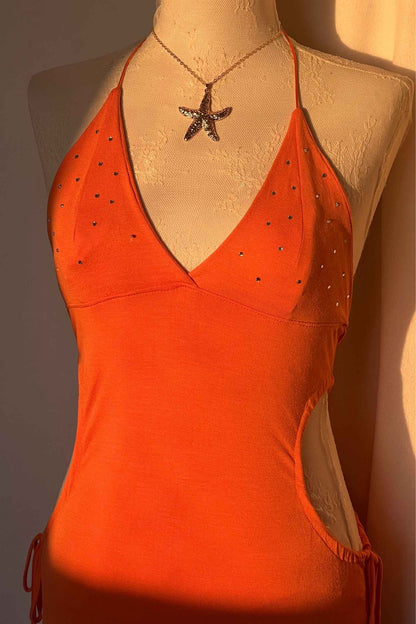 Vintage 2000's Orange Cut-Out Dress
