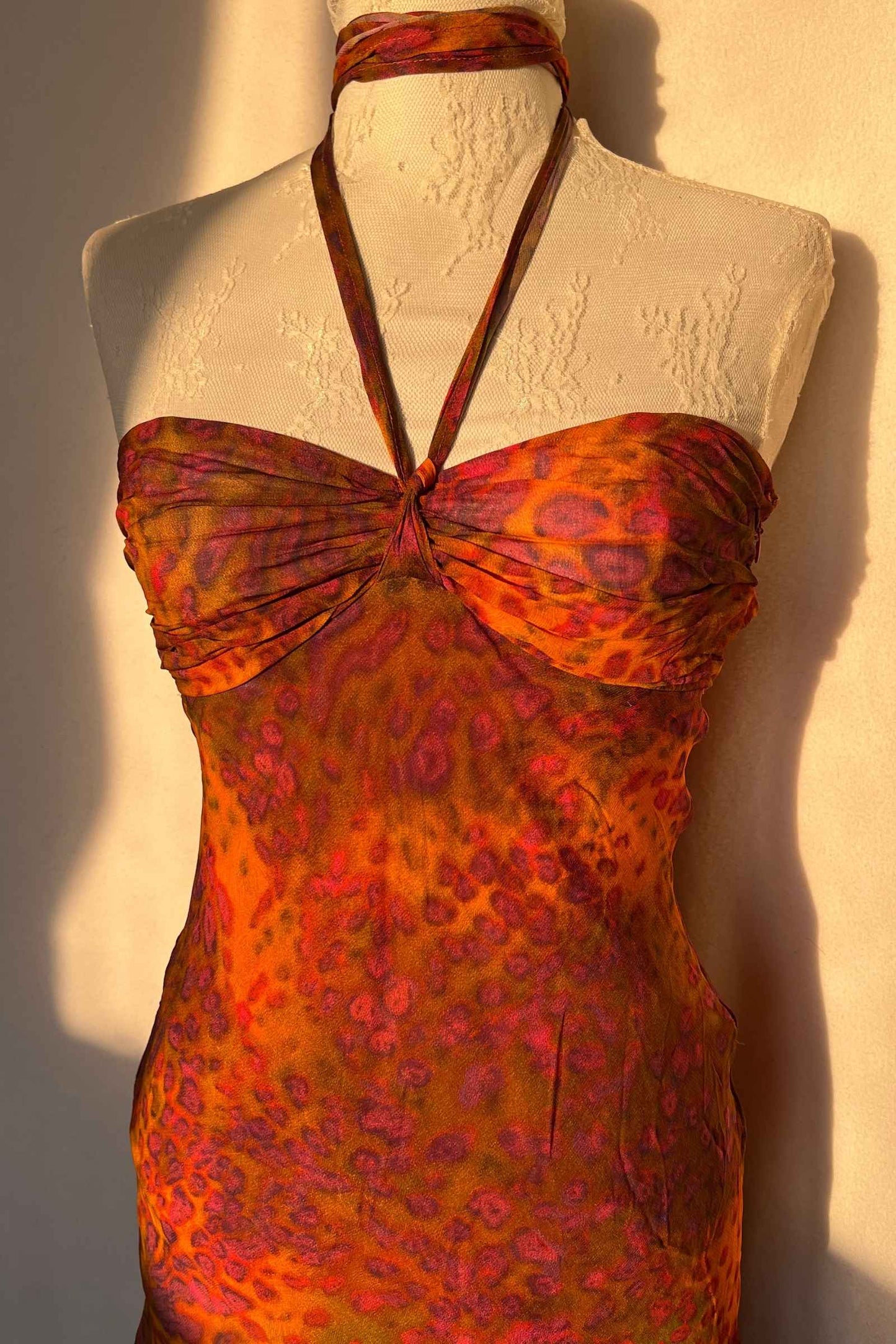 Vintage 2000's Brown & Leopard Print Mini Dress