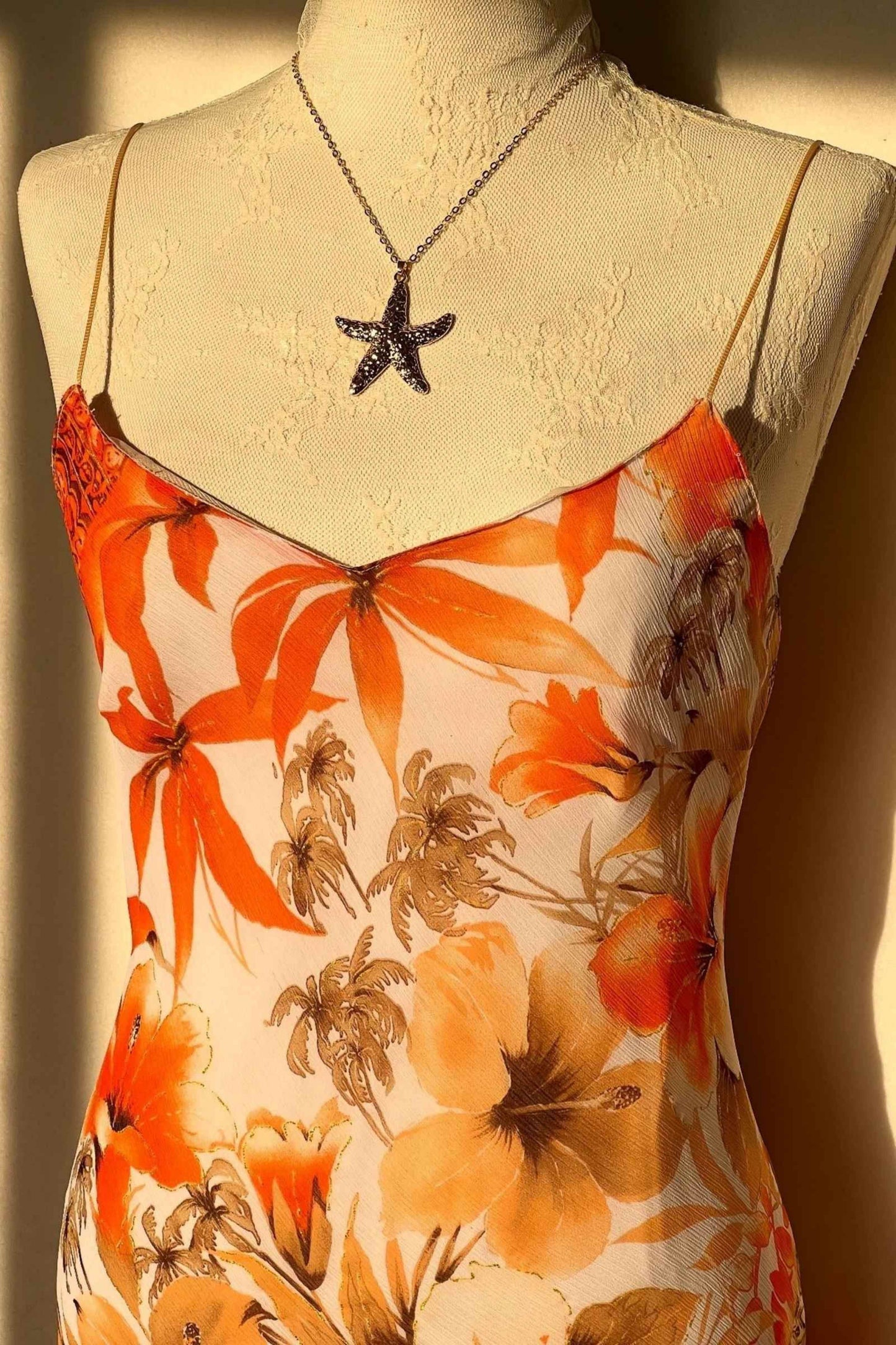 Orange Floral Asymmetrical Dress