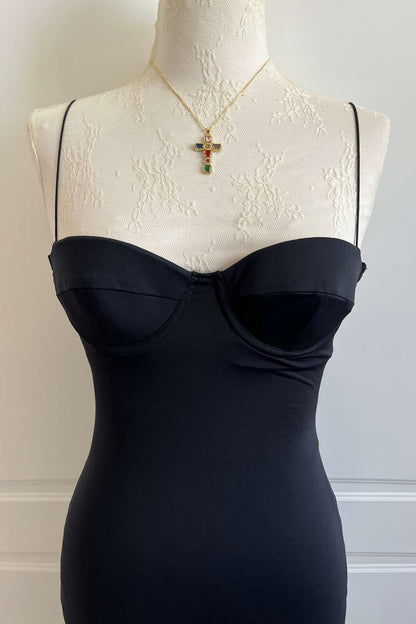 Vintage 1990's Classic Black Bustier Dress