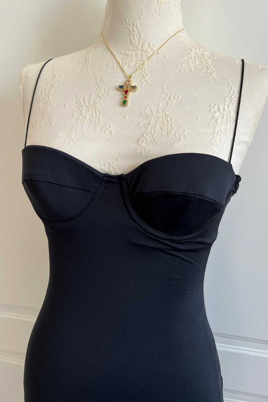 Vintage 1990's Classic Black Bustier Dress