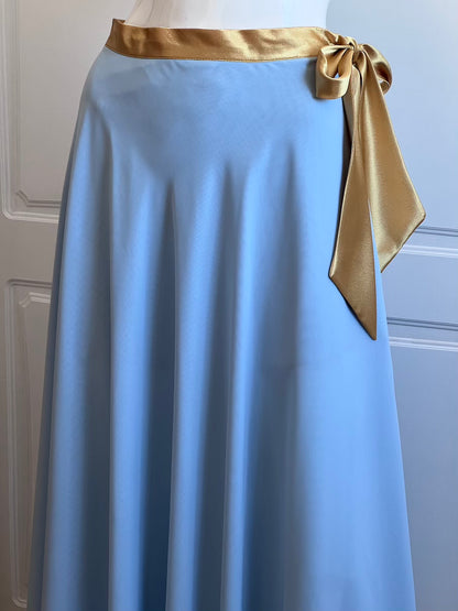 Luxurious Designer Blue Floral Corset & Maxi Skirt Ensemble