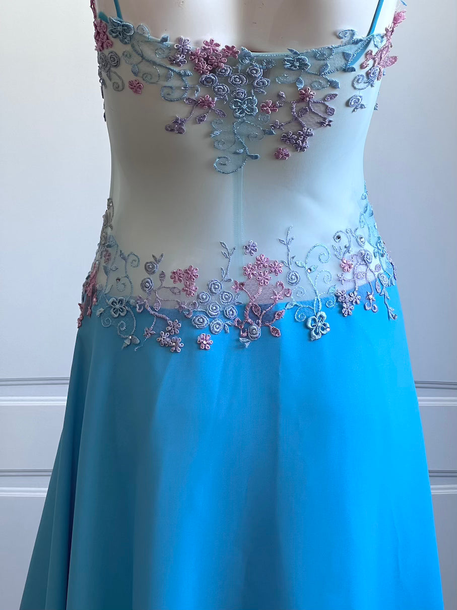 Luxurious Designer Blue Floral Gown