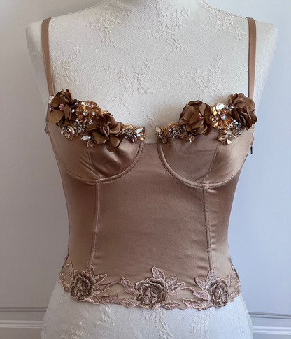 One-of-a-kind Italian Silk Bronze Corset