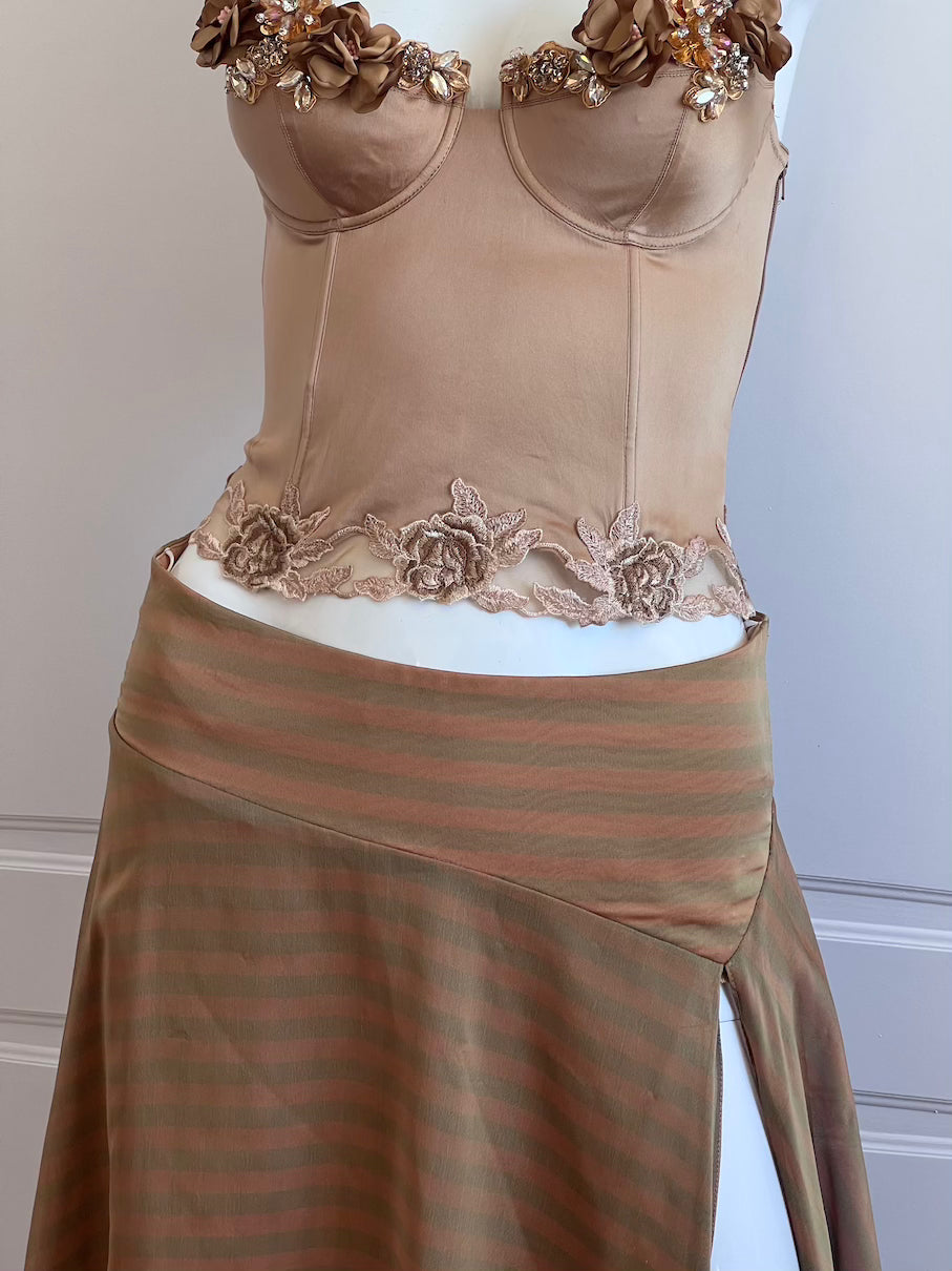 One-of-a-kind Italian Silk Bronze Corset