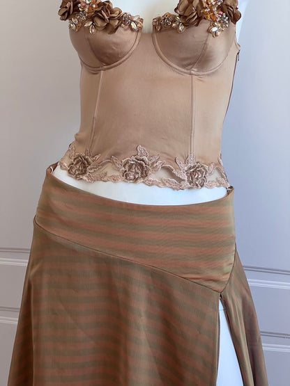 One-of-a-kind Italian Silk Bronze Corset
