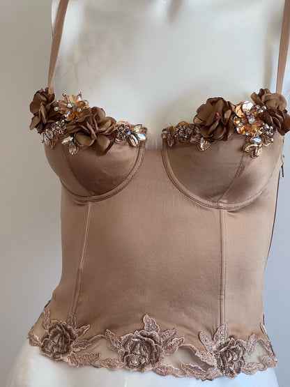 One-of-a-kind Italian Silk Bronze Corset
