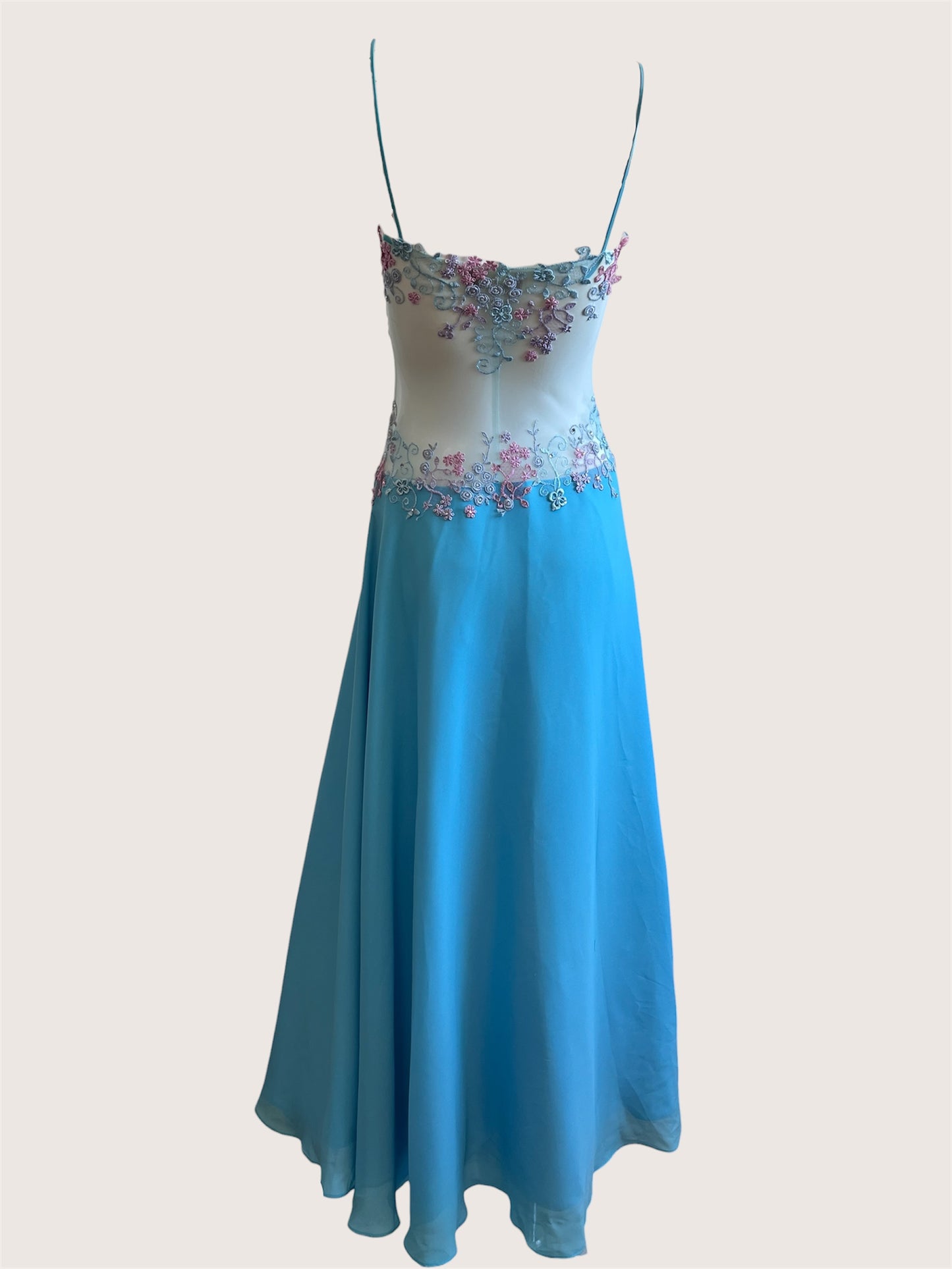 Luxurious Designer Blue Floral Gown