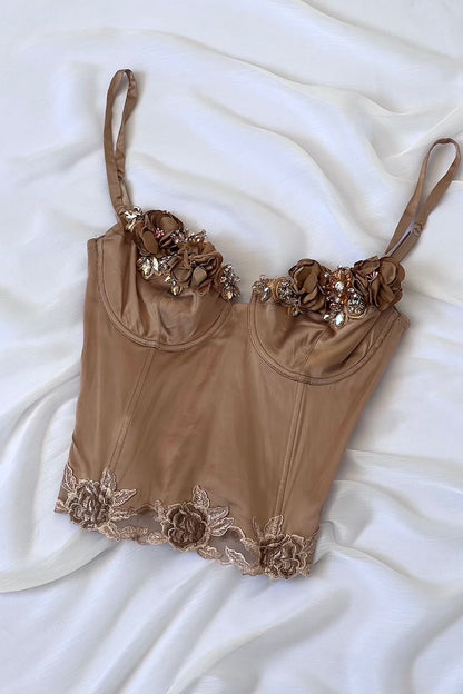 One-of-a-kind Italian Silk Bronze Corset