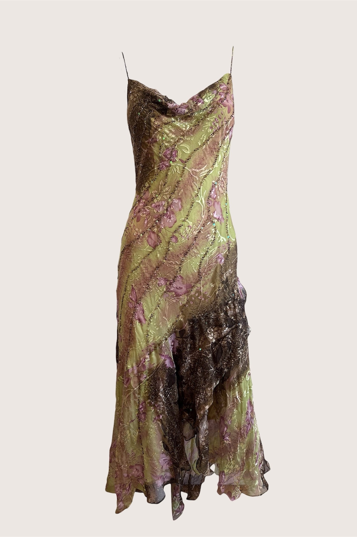 Luxurious Silk Beaded Floral Slip Dress