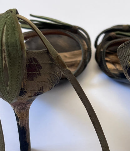 Vintage Valentino Leather Anke Wrap Leaf Sandal Heels (EU 39)