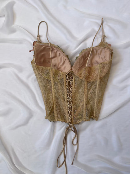 Luxurious Designer Honey Gold Floral Corset