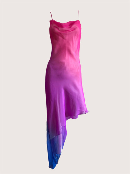 Vintage Ombre Rainbow Slip Dress