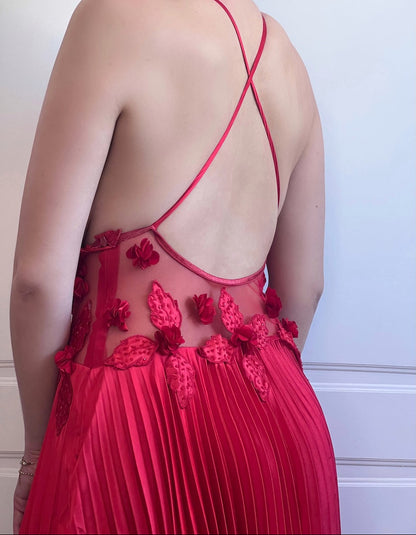 Vintage Strawberry Red Rosette Dress
