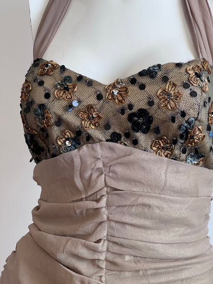 1990's Light Gold Beaded Corset Top