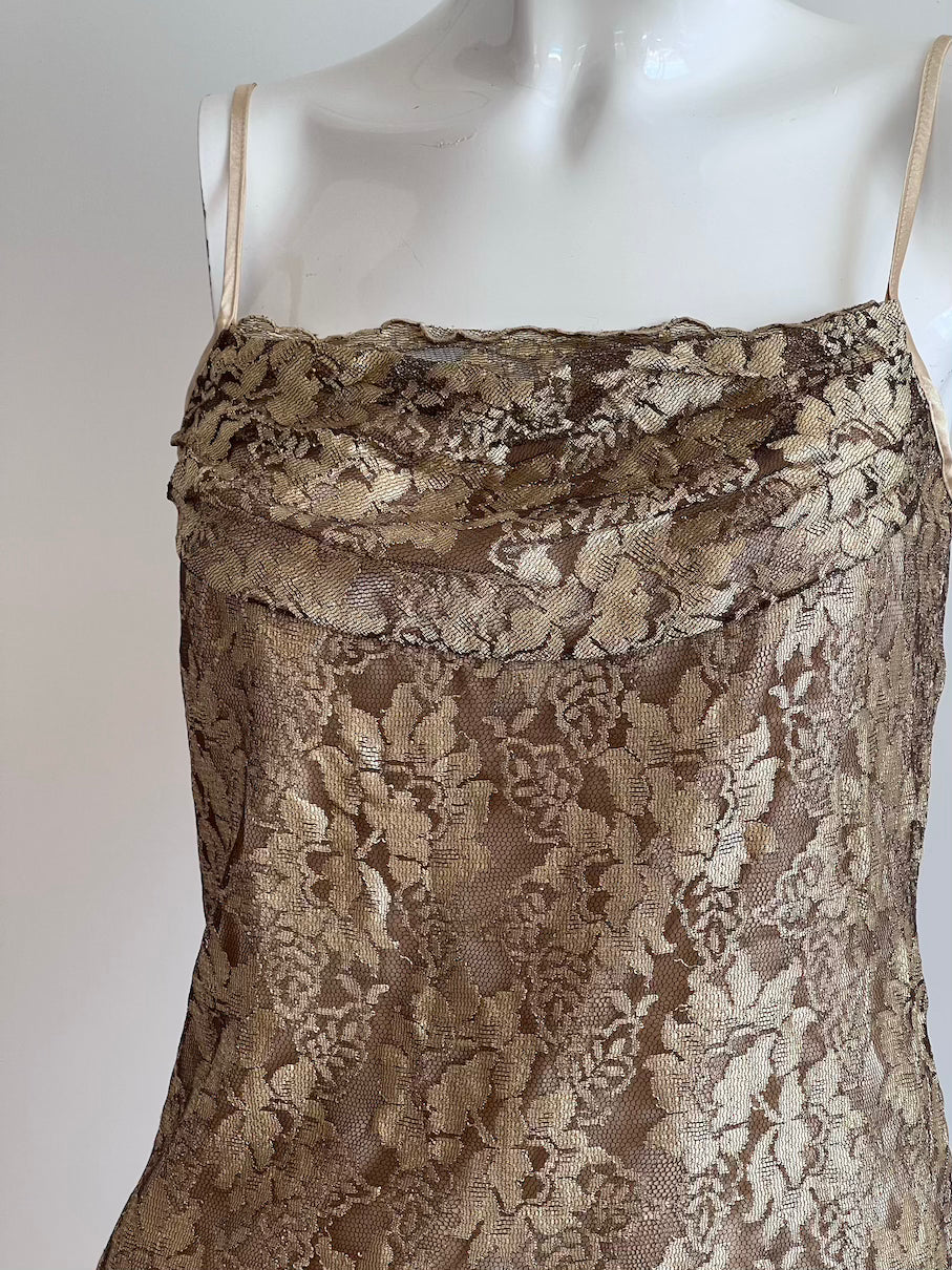 Vintage Khaki Gold Lace Camisole