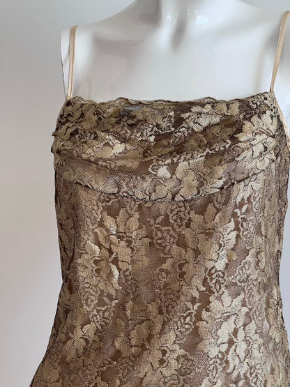 Vintage Khaki Gold Lace Camisole