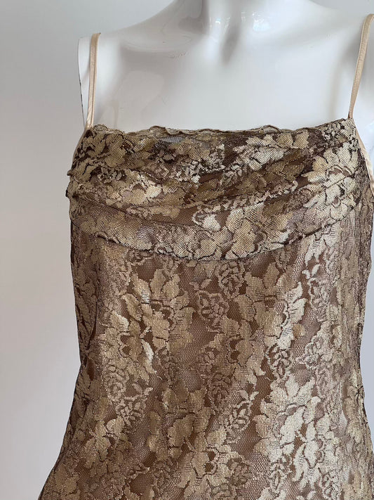 Vintage Khaki Gold Lace Camisole