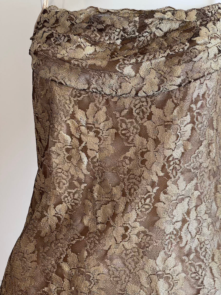 Vintage Khaki Gold Lace Camisole