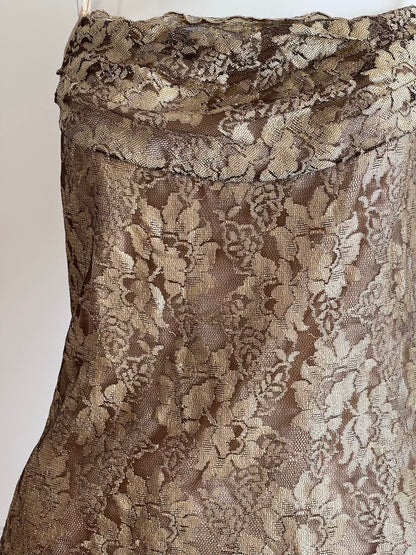 Vintage Khaki Gold Lace Camisole