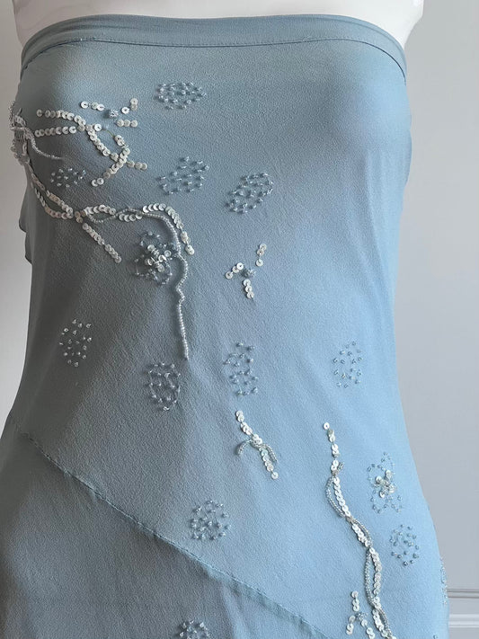100% Silk Pastel Blue Slip Dress