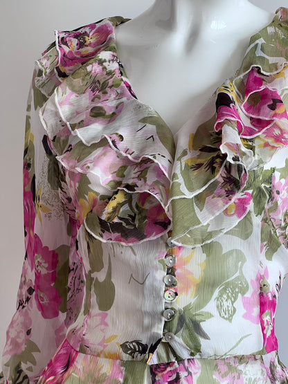Vintage Floral Ruffle Cardigan