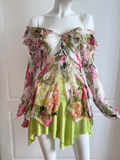Vintage Floral Ruffle Cardigan