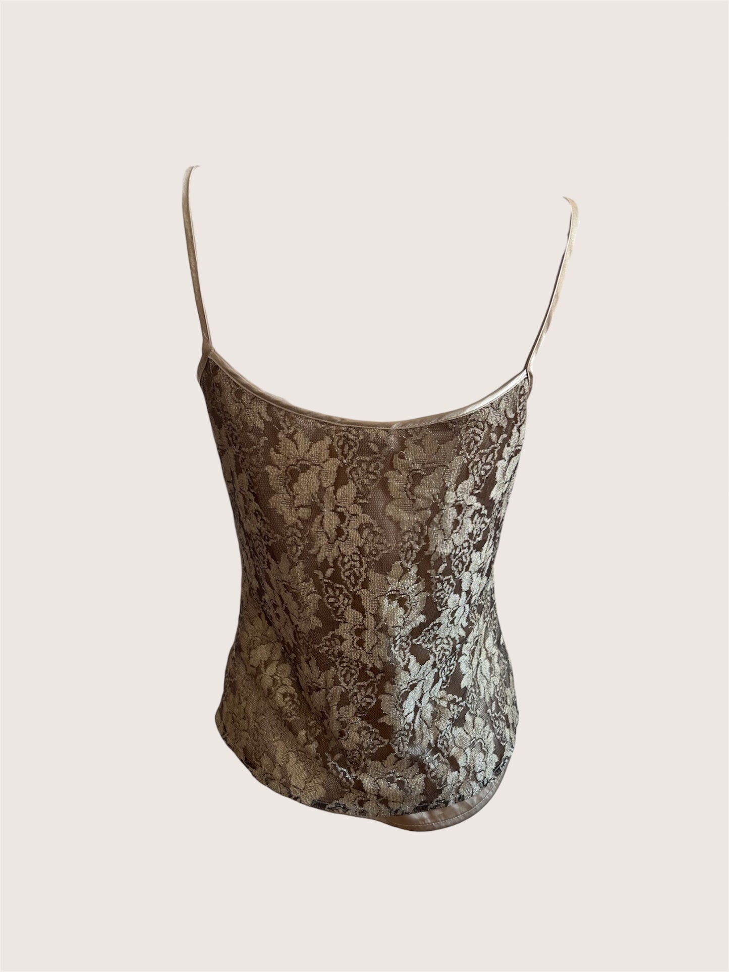 Vintage Khaki Gold Lace Camisole