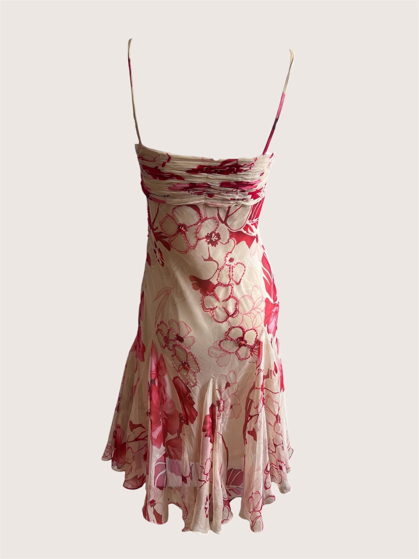 100% Silk Floral Beaded Dress