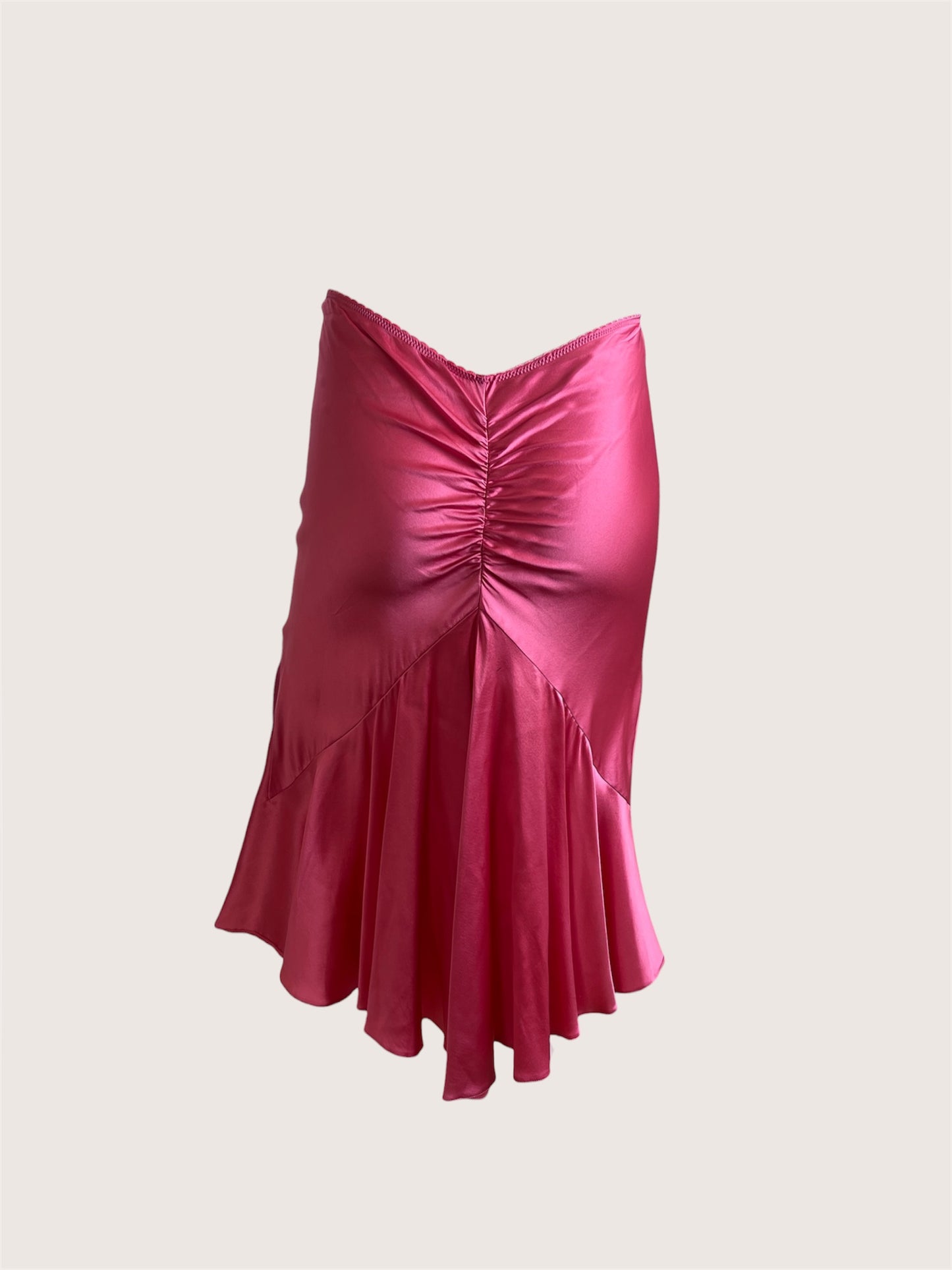 Luxurious Designer Rose Pink Satin Slip Skirt