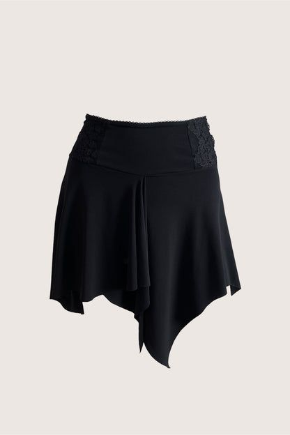 Vintage Black Asymmetrical Mini Skirt