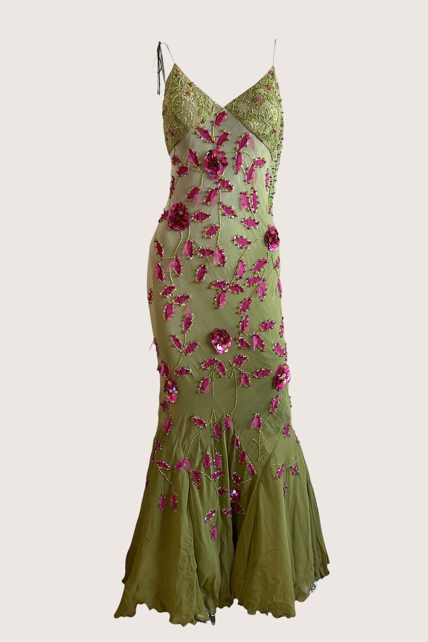 100% Silk Luxurious Designer Fairy Beaded Gown
