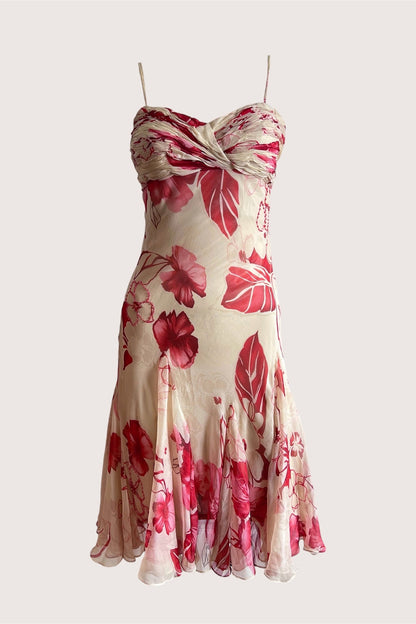 100% Silk Floral Beaded Dress