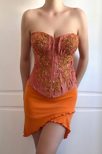 Vintage 1990's Orange Italian Slip Skirt