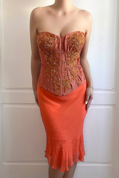 100% Silk Vintage Beaded Slip Skirt