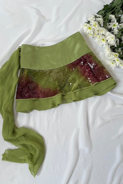 Vintage Green Satin Mini Skirt