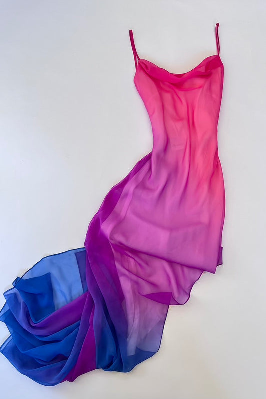 Vintage Ombre Rainbow Slip Dress