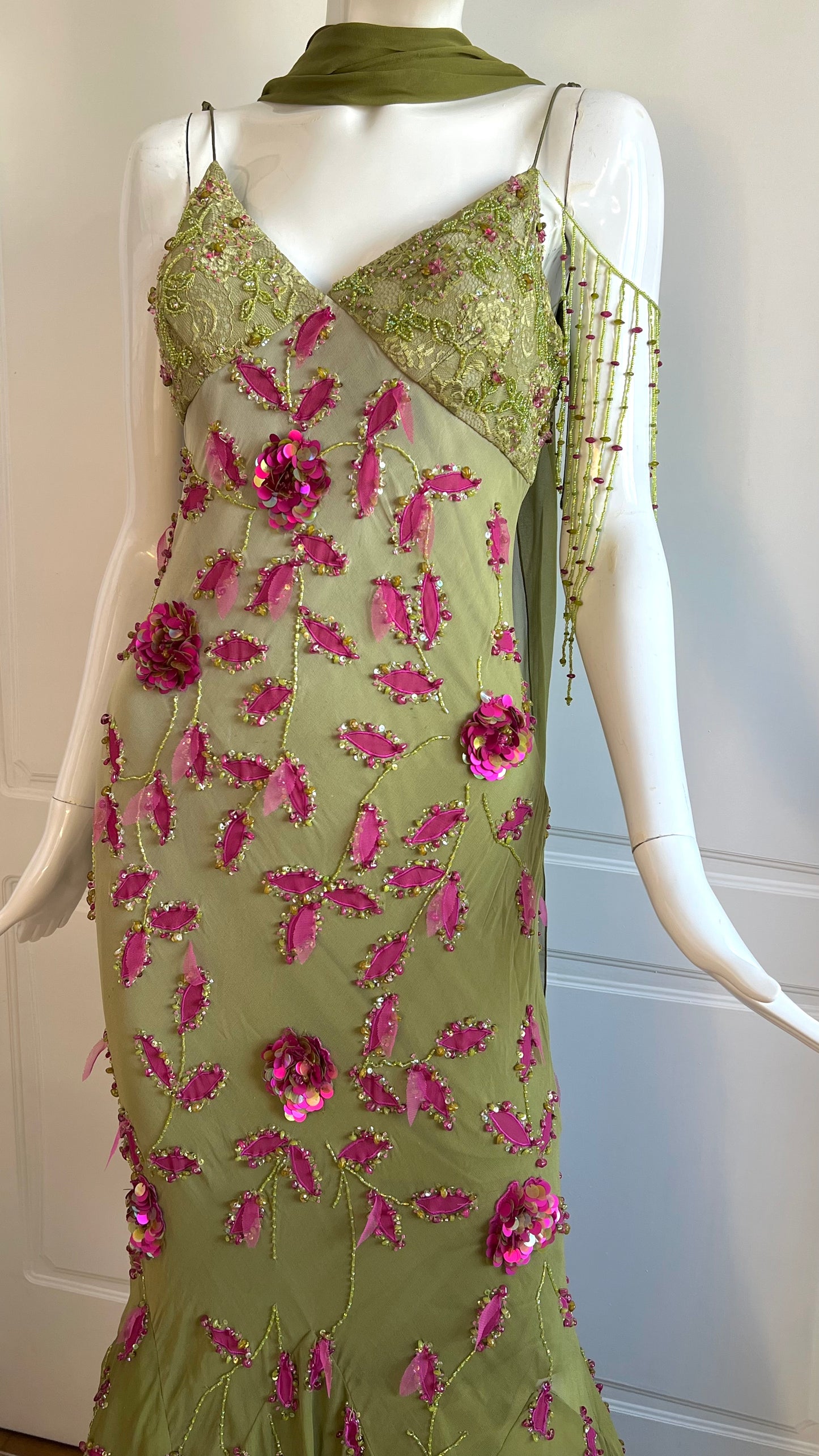100% Silk Luxurious Designer Fairy Beaded Gown