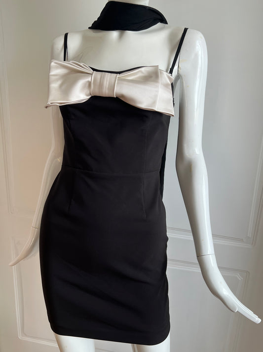 Classic Black Bow Mini Dress
