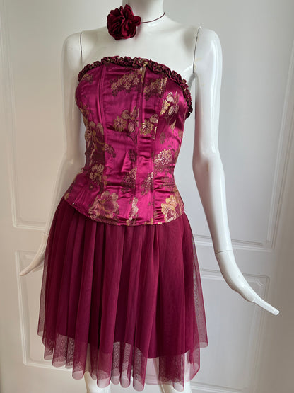 Rose Red Mini Tulle Skirt