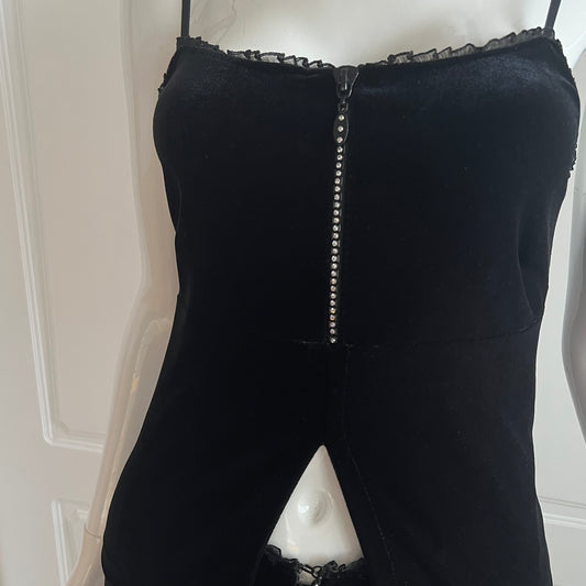 1990's Black Velour Cami Top & Pants Ensemble