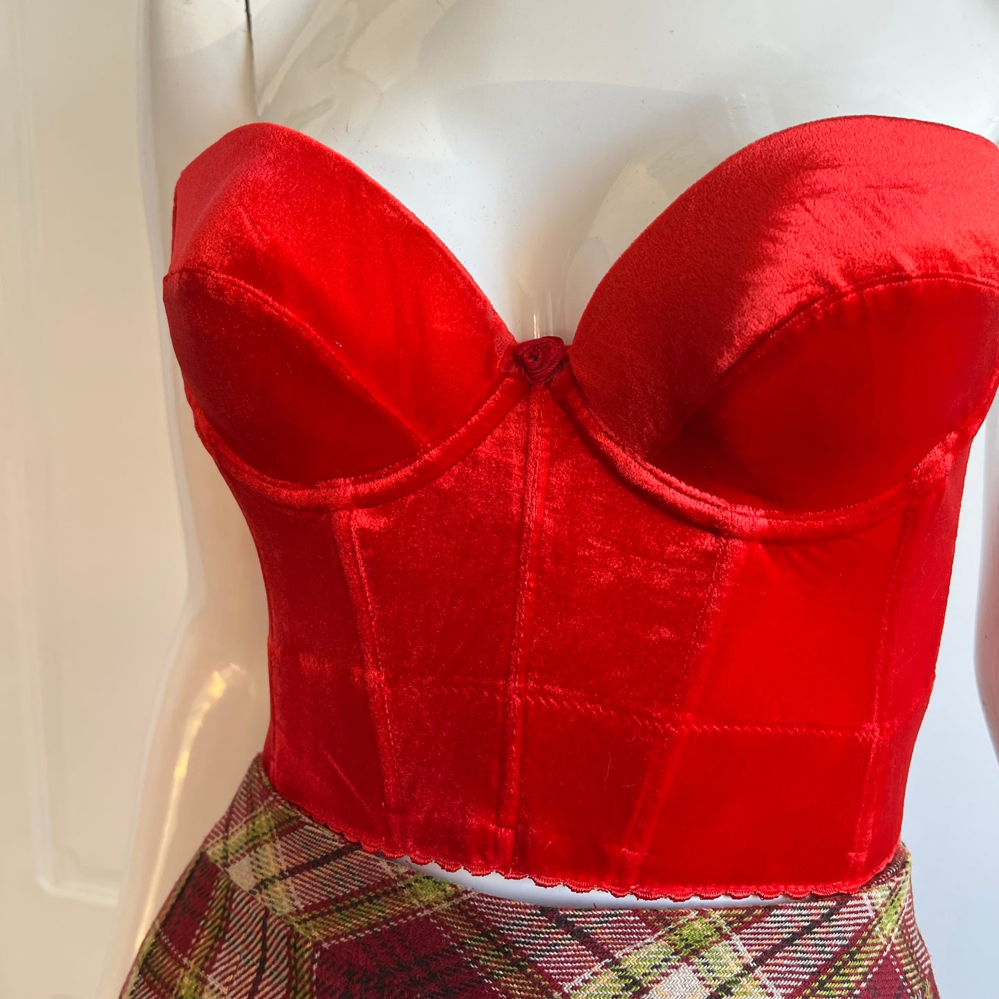 Vintage La Perla Red Velvet Backless Bustier