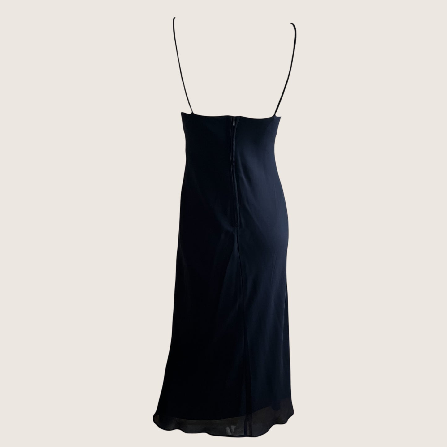 Vintage 1990's Dark Blue Embroidered Slip Gown