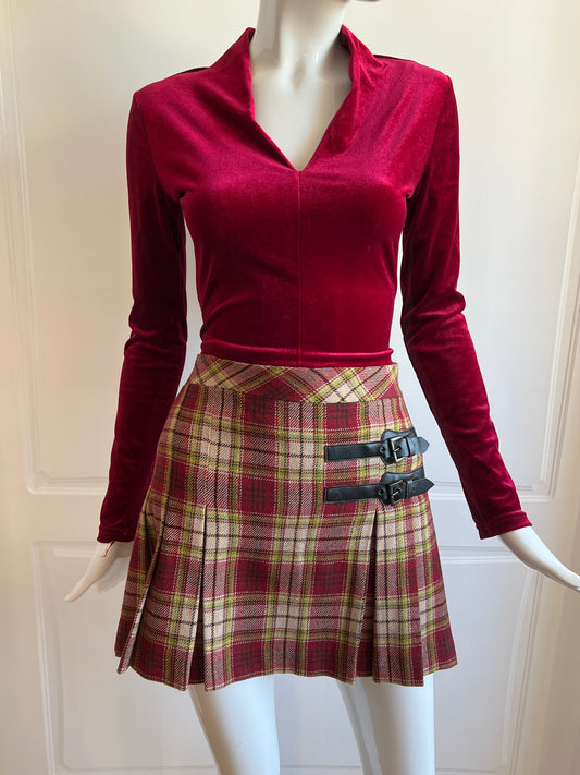 Classic Red Velour Long Sleeve Top