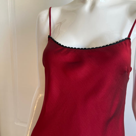 1990's Wine Red Overlay Slip Dress