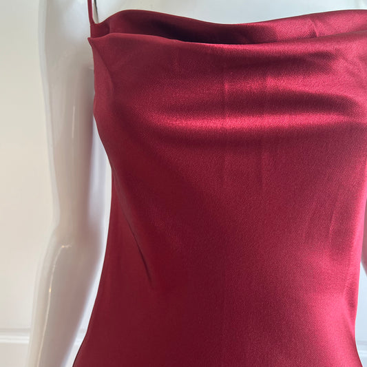 1990's Wine Red Satin Slip Dress