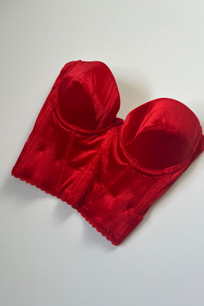 Vintage La Perla Red Velvet Backless Bustier