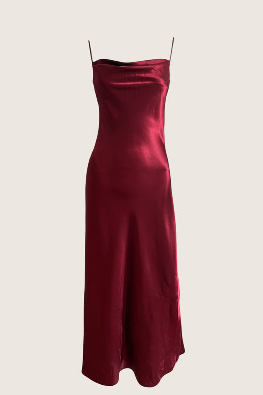 1990's Wine Red Satin Slip Dress