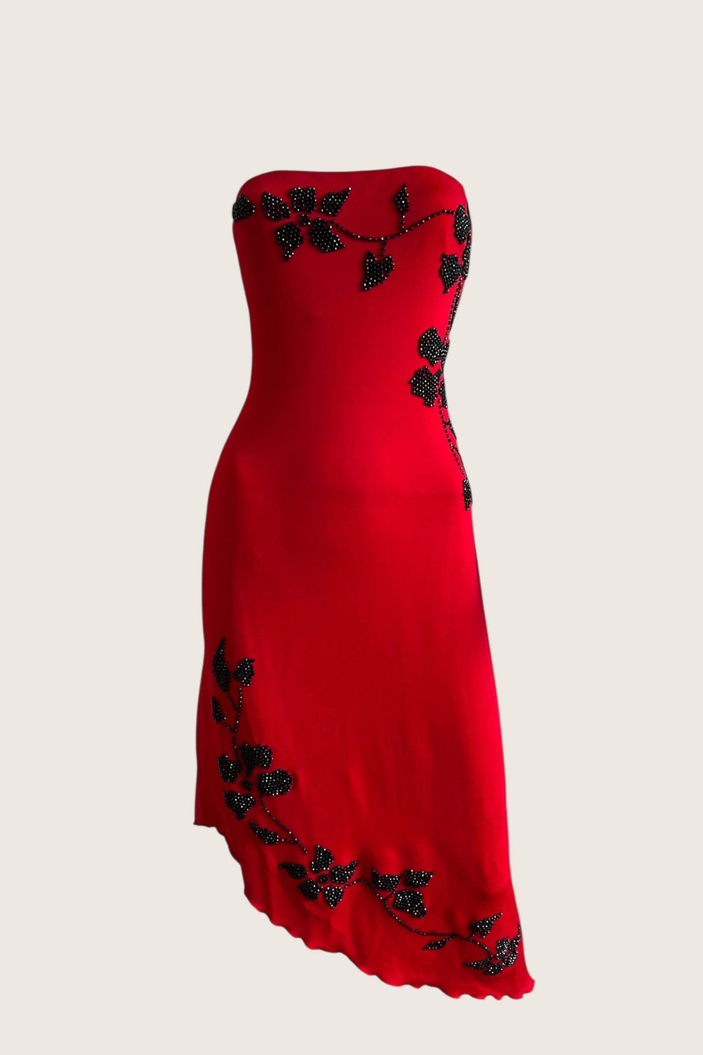 1990's Classic Red Beaded Dress