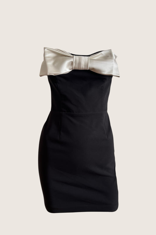 Classic Black Bow Mini Dress
